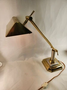Bankers Lamp 2 Tone Brass & Chrome - Picture 1 of 16