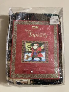 NEW - CHATHAM Santa Christmas Tapestry Throw Blanket 56X62” Vintage 90s CMI RARE - Picture 1 of 17