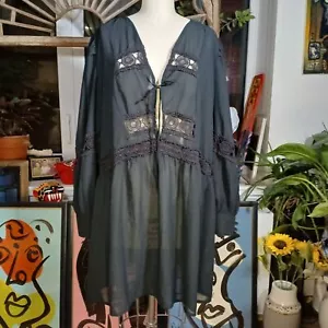 NWT Asos Curve Black Bohemian Sheer Dress with Lace Details / 18 - Picture 1 of 9