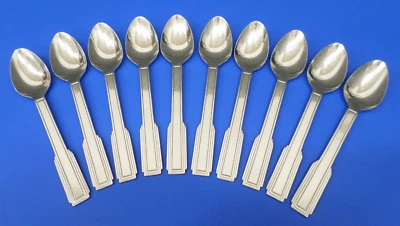 10 - The Main Course MNF37 Ridged Outline Glossy Stainless Flatware TEASPOONS - Image 1 of 4