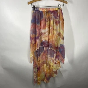 Unif Small Tie Dye Watercolor Print High Low Stretch Skirt Boho Y2K 90s S2 - Picture 1 of 6