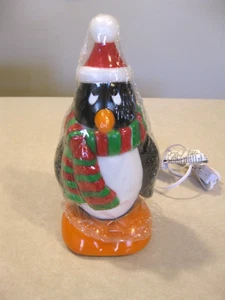 New Christmas Penguin w/Scarf & Hat Table Top Lamp Light 9" Blow Mold Decor - Picture 1 of 5