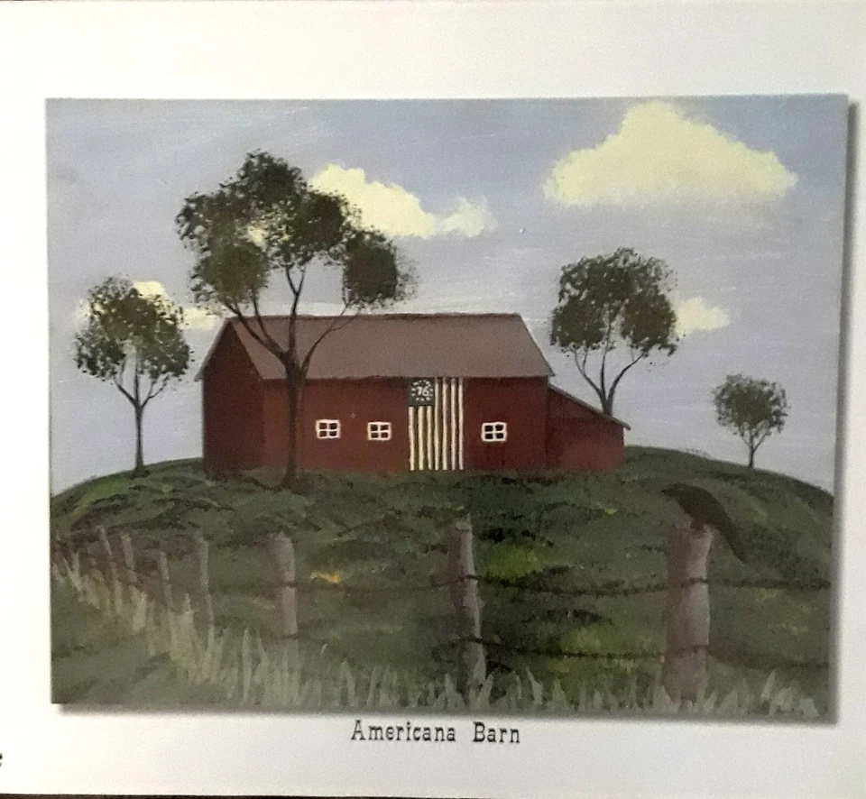 Impresión artística de paisaje rural de granja, granja Billy Jacobs "AMERICANA BARN" 8,5x11 Foto 1 de 1