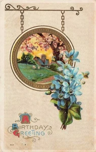 Embossed "A Birthday Greeting " Vintage PC Posted 1912 - Picture 1 of 2