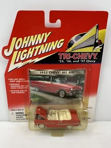 Rare Johnny Lightning Tri-Chevy 1955 Chevy Bel Air White Lightning Chase Red - Picture 1 of 3