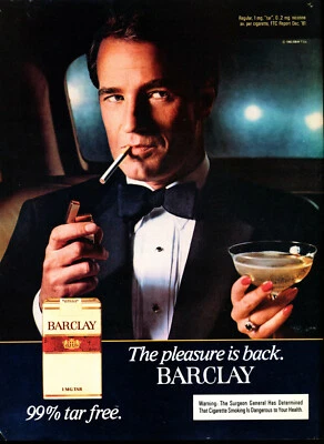 ANUNCIO DE CIGARRILLO BARCLAY #4 RARO 1983 VINTAGE AGOTADO ESQUINA DAÑADA Foto 1 de 2