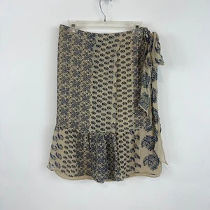 Calypso St Barth Silk Chiffon Wrap Skirt Ruffle sz M Boho Tie Waist Multi Floral - Imagen 1 de 12