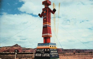 VINTAGE ROUTE 66 ROADSIDE POSTCARD GALLUP NM INDIAN CAPITOL MARKER 050824 T - Picture 1 of 2