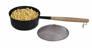 Sartén de palomitas de maíz con tapa de malla fuego abierto sartén de mango largo sartén de cocina sartén al aire libre - Imagen 1 de 1