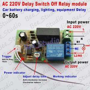 AC 220V 230V 240V Trigger Delay Timing Timer Relay Turn Off Switch Module 0~60s - Picture 1 of 6