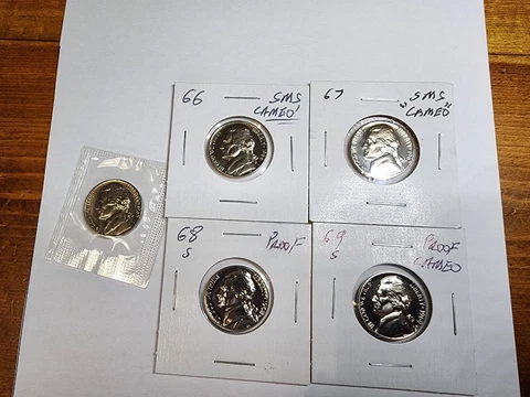1965 SMS 1966 SMS 1967 SMS 1968 S 1969 S Proof Jeffersons 5 Coins -FREE SHIPPING Cover