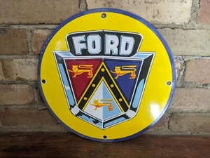 VINTAGE FORD MOTOR COMPANY DEALER PORCELAIN DEALERSHIP SIGN 12" - Picture 1 of 4