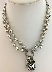 Plunder Design Necklace 2 Strand Ball Beads With Charms Hearts Floral Ball - Picture 1 of 12