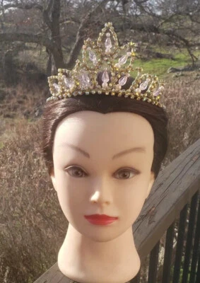 Tocado Tiara de Ballet Profesional Dorado AB Rosa Cristal Azúcar Ciruela Hada Foto 1 de 4