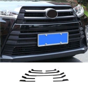 Tira de rejilla rejilla rejilla de malla para Toyota Highlander 2017-2019 negro mate centro delantero - Imagen 1 de 7