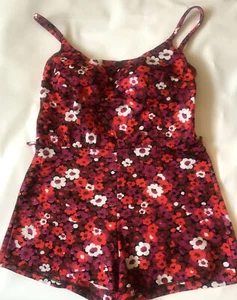 Vintage One Piece Pink Purple Floral Swimsuit 1950-60s Pin-up See Measurements - Picture 1 of 8