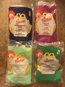 Lotto di 4 McDonald's Barbie matrimonio Raperonzolo angelo principessa buone vacanze - Foto 1 di 10