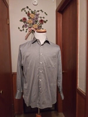 John W Nordstrom размер 15 1/2 / 33 длинным рукавом полоски w/линии в нем темно-синий/белый - Изображение 1 из 4