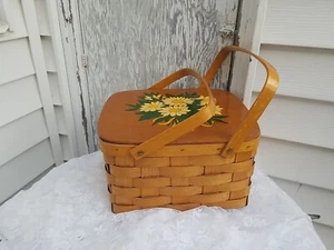 Vintage Nantucket Picknickkorb aus Korbgeflecht Holz LONGABERGER handbemalt Bambus - Bild 1 von 13