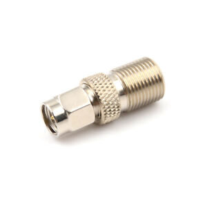 F Type Female to SMA Male Plug Straight Coaxial Adapter Connector Silver DSH6