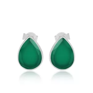 Orecchini a borchie pera verde naturale 8 carati taglio pera gioielli argento sterling 925 - Foto 1 di 6
