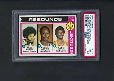 1974 Topps Basketball #211 ABA Rebound Leaders Gilmore/McGinnis/Jones PSA 7.5 - Image 1 of 2