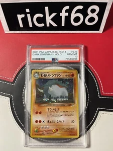 2001 POKEMON JAPANESE NEO 4 232 DARK DONPHAN-HOLO PSA 10 - Picture 1 of 2