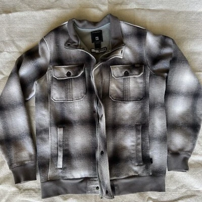 O'Neil женщин серый клетку 100% хлопок флис с подкладкой над рубашка куртка SZ большой - Изображение 1 из 4