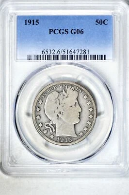 1915 50C Barber Half Dollar PCGS G06 - Image 1 of 3