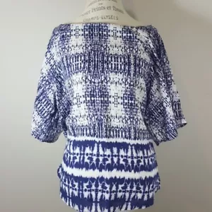 NWT $69 Beach Lunch Lounge BLL Nina Pullover Tie Dye Tunic Blue Boho Chic - Picture 1 of 6