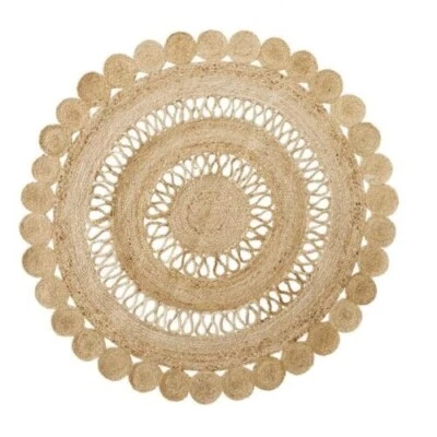 Round Rug 100% Natural Jute Hand Braided Living Room Modern Rustic Rugs Carpets - Image 1 of 4