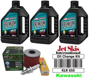 Kawasaki KLR 650 KLR650 Premium Oil Change Kit NGK Spark Plug Oil Filter - Picture 1 of 5