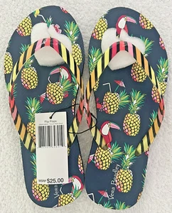 NWT Vera Bradley Toucan Party Sandals Flip Flops Pineapples Small 5-6 - Picture 1 of 3