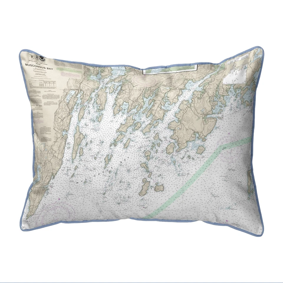 Almohada de mapa Muscongus Bay, ME 16x20 - decoración grande con cable Foto 1 de 1