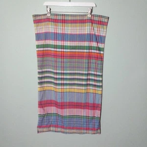 Ralph Lauren King Pillowcase Single - Plaid Pink Blue Orange Preppy Home VGUC - Picture 1 of 6