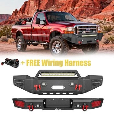 Parachoques trasero delantero todoterreno con luces para Ford F250/F350/F450 Super Duty 1999-2004 Foto 1 de 4