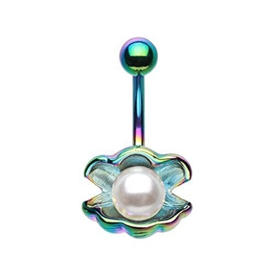 Belly Button Ring Colorline Ariel's Shell with Pearl Navel Ring - Image 1 of 1