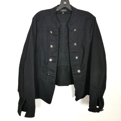 Chaqueta Torrid Mujer Plus Estilo Militar Talla 2X Negra Frente Abierto Mezcla de Algodón Foto 1 de 4