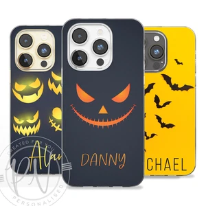 Halloween Personalisierte Hülle Wunschname Silikon Cover für iPhone 16 15 14 12 13 - Bild 1 von 13