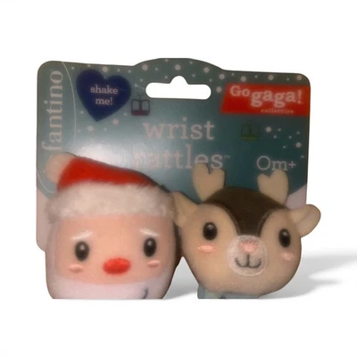 *NUEVO CON ETIQUETAS* Infantino NAVIDAD 2 piezas. Sonajeros de muñeca SANTA & REINDEER Foto 1 de 2