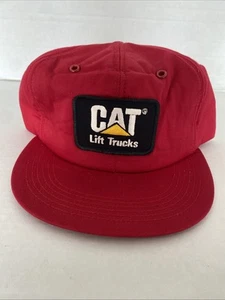 CAT Hat Mens Red Vintage Caterpillar Lift Trucks Snapback Cap Construction USA - Picture 1 of 18