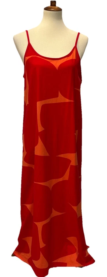 Nanso Finland Cotton Sundress Maxi Lounge Red/Orange Graphic Print Cotton L READ - Image 1 of 4