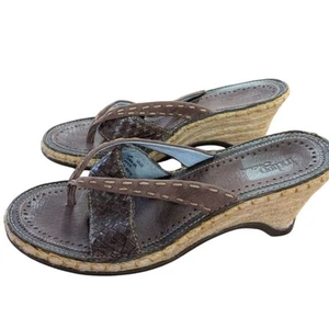 Clarks Indigo Braided Leather Espadrille Wedge Sandal Size 7.5 - Picture 1 of 11