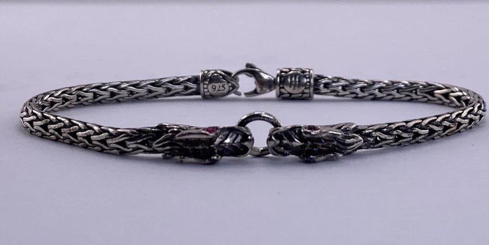 Brazalete John Hardy Naga Dragón Dos Cabezas Rubí 7 pulgadas Foto 1 de 4