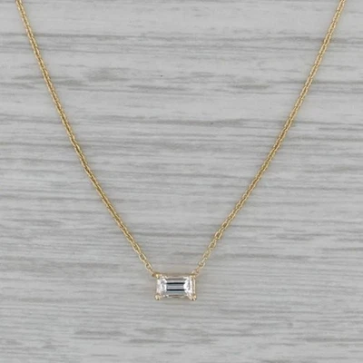 Collar colgante solitario de diamantes de 0,30 quilates cadena cable ajustable de oro de 14 k Foto 1 de 4