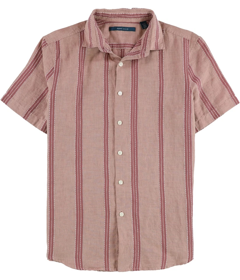 Perry Ellis Mens Banded Collar Button Up Shirt - Image 1 of 1