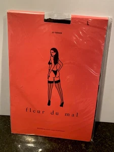 Fleur du mal Backseam Thigh High Stockings-BLACK-Large - Picture 1 of 5