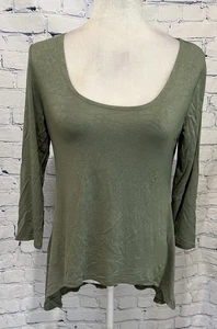 LOGO Lori Goldstein Womens Olive Green Long Sleeve Hi-low Tunic Top Size XS - Picture 1 of 6