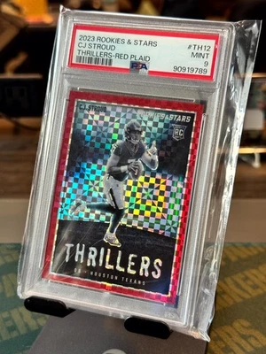 2023 Panini Rookies & Stars - Thrillers C.J. Stroud #TH-12 Red Plaid (RC) PSA 9 - Image 1 of 2