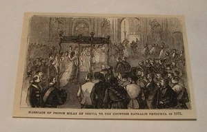 1879 Zeitschriftenstich ~ HOCHZEIT DES PRINZEN VON MILAN - Bild 1 von 1